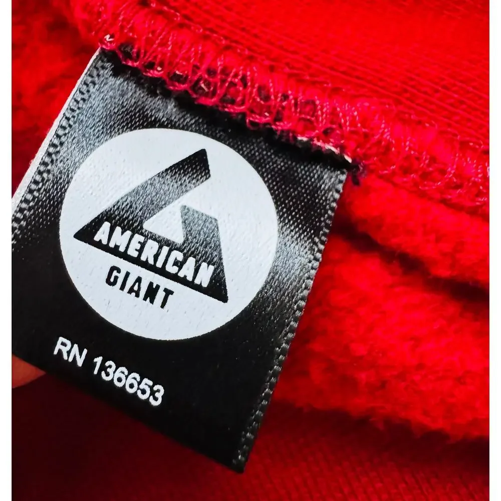 American Giant Sportswear Unisex VTG Red Cotton Full Zip Hoodie Sweatshirt Large - Picture 6 of 10